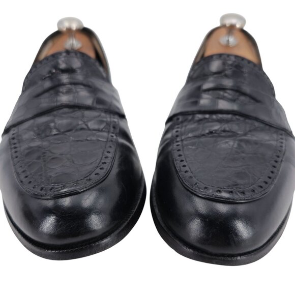 Vintage Mezlan Exotic Crocodile and Leather Dress Shoes Mens 8.5M Penny Loafers - Picture 8 of 11